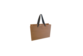 Luxe paper bag with black ribbon handle - Kraft S unprinted
