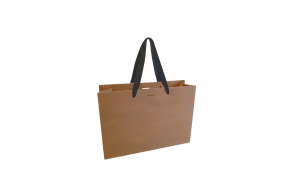 Luxe paper bag with black ribbon handle - Kraft M unprinted