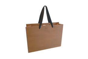 Luxe paper bag with black ribbon handle - Kraft L unprinted