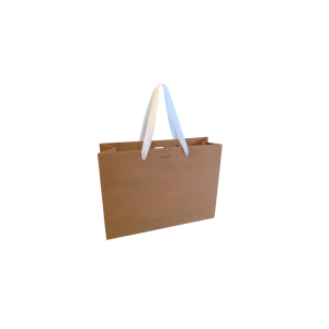 Sac papier Luxe poignée ruban blanc - Kraft S sans impression