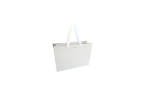 Luxe white paper bag with white ribbon handle - White S unprinted