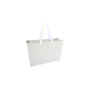 Sac papier Luxe blanc poignée ruban blanc - Blanc S sans impression