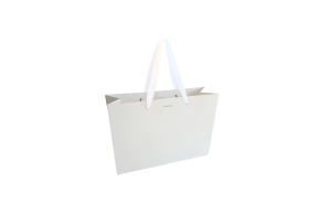 Luxe paper bag with white ribbon handle - White M unprinted