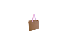 Bolsa de papel de lujo con asa de cinta rosa - Kraft XS sin impresión