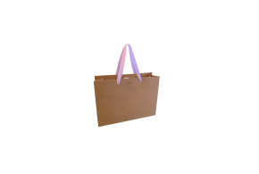 Bolsa de papel de lujo con asa de cinta rosa - Kraft S sin impresión