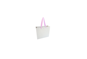 Bolsa de papel de lujo con asa de cinta rosa - XS blanco sin impresión