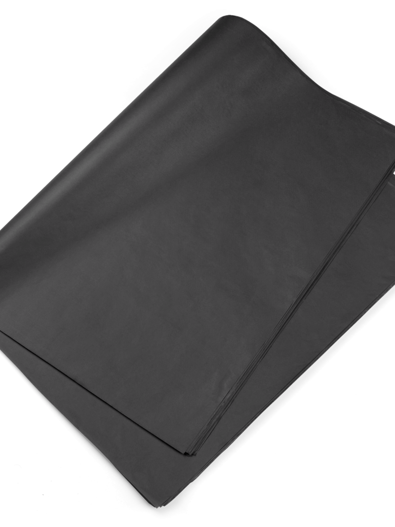 Papier de soie, 18 g/m2, 500 x 750 mm, noir, 60 % recyclé, lisse 1 face,  plat, Paquet de 480 feuilles