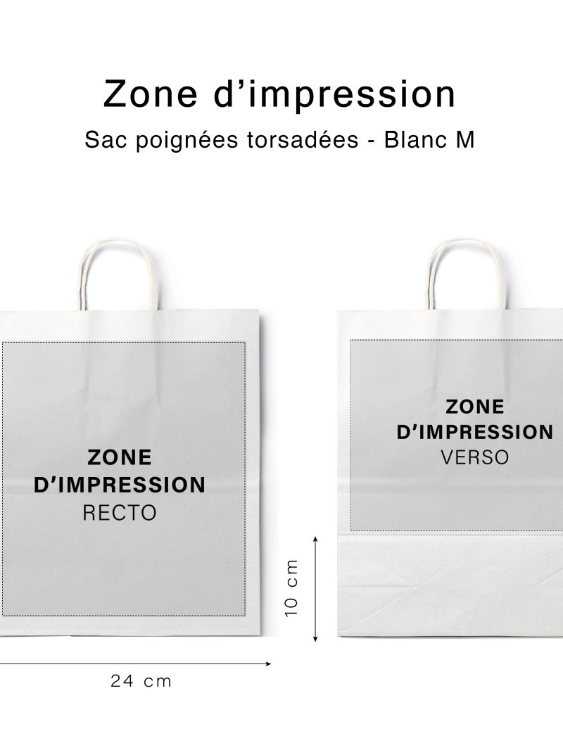 Sac poignées plates blanc