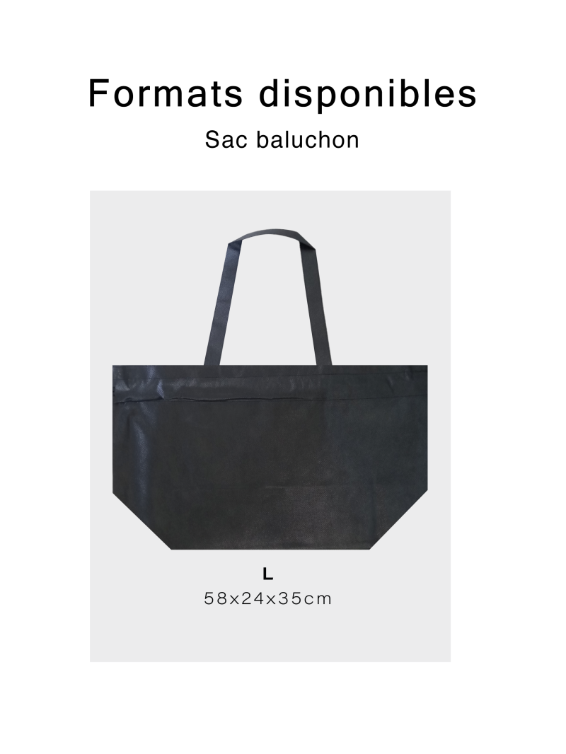 Non-woven bag, Baluchon model – Black L, without printing