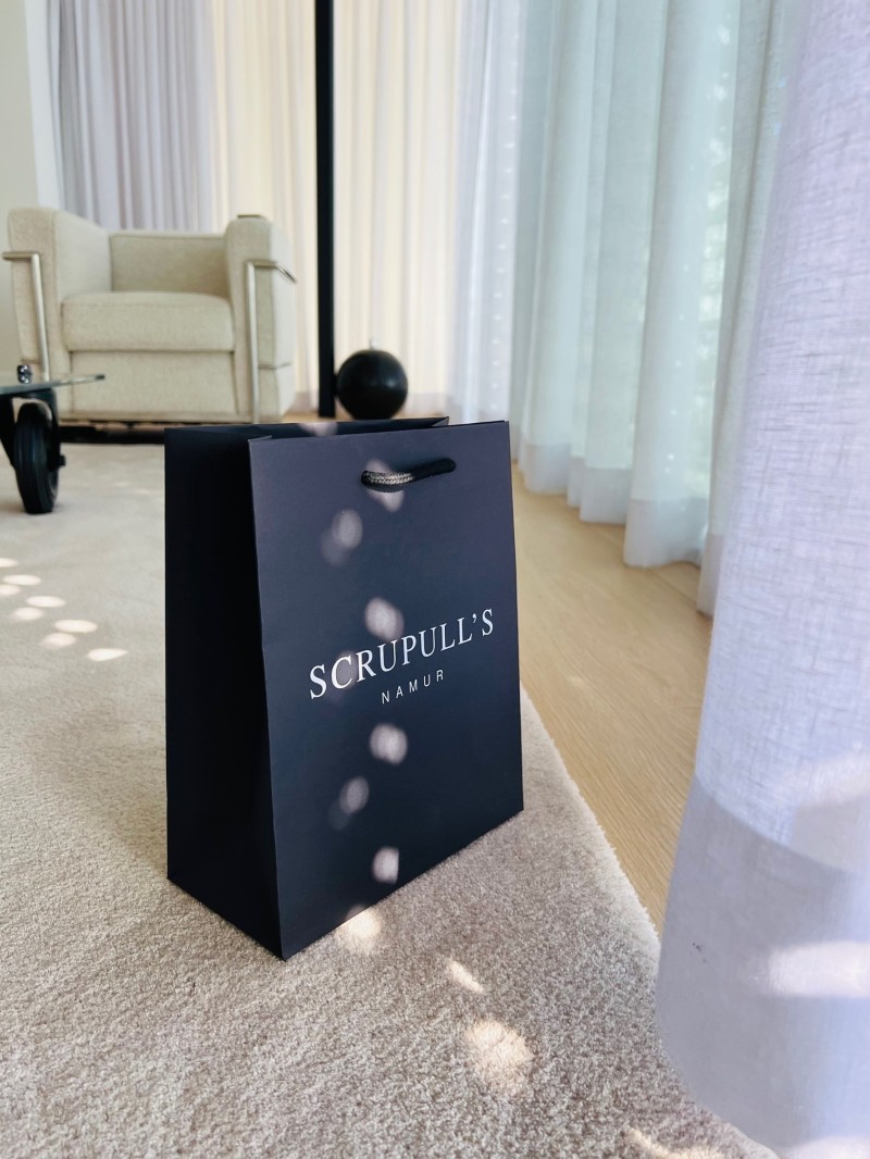 Luxury paper bags - Black S - Drawstring handles