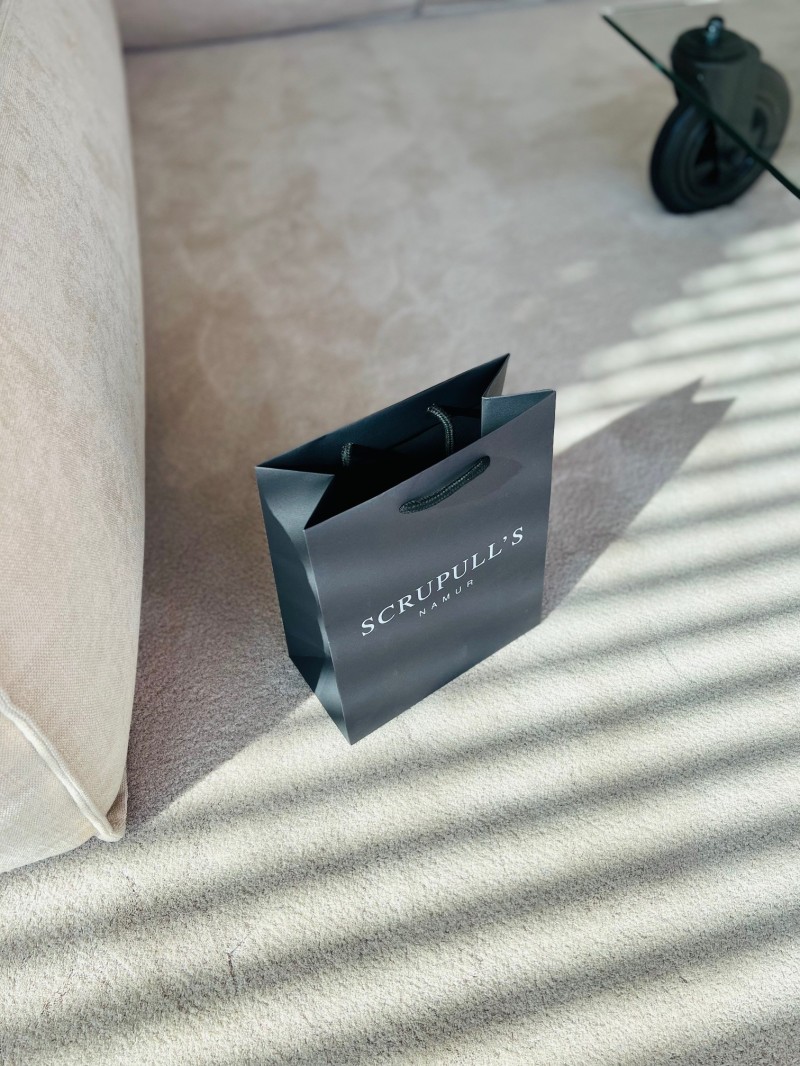 Luxury paper bags - Black S - Drawstring handles