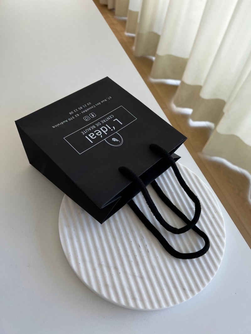 Luxury paper bags - Black XS - Drawstring handles