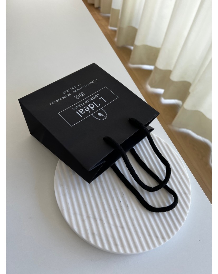Luxury paper bags - Black XS - Drawstring handles