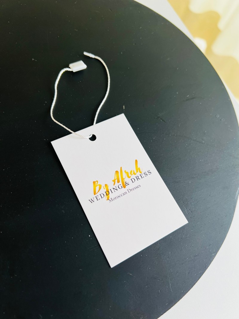 Clothing label - White with cord