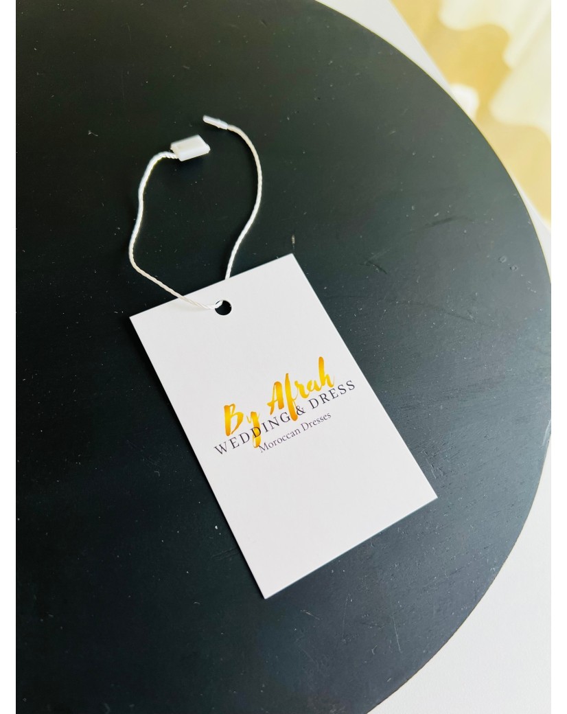 Clothing label - White with cord