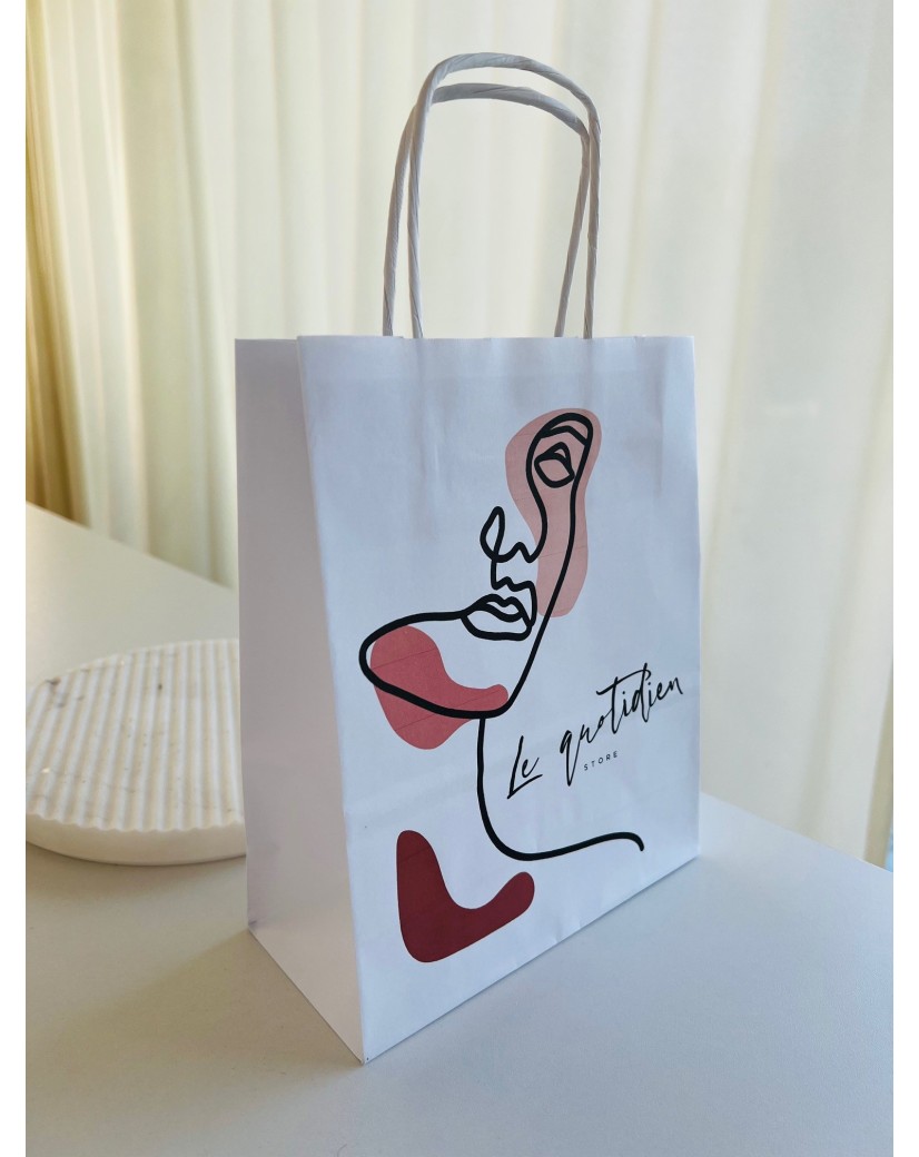 TAS MET GEDRAAID HANDVAT - WIT S (18x8x22,5cm)
