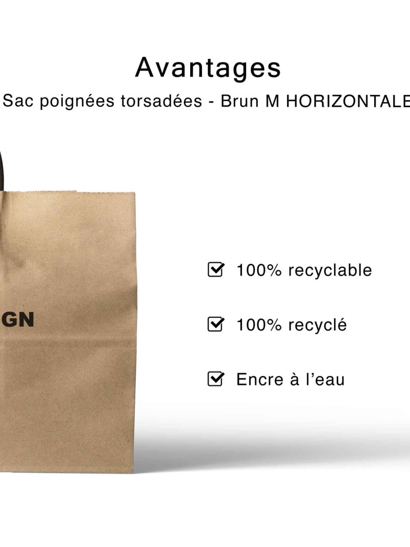 Kraft Bag M Horizontal Black Handles – Clean & Customizable
