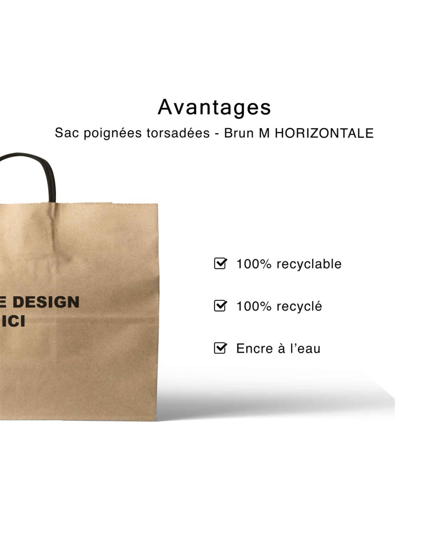 Kraft Bag M Horizontal Black Handles – Clean & Customizable