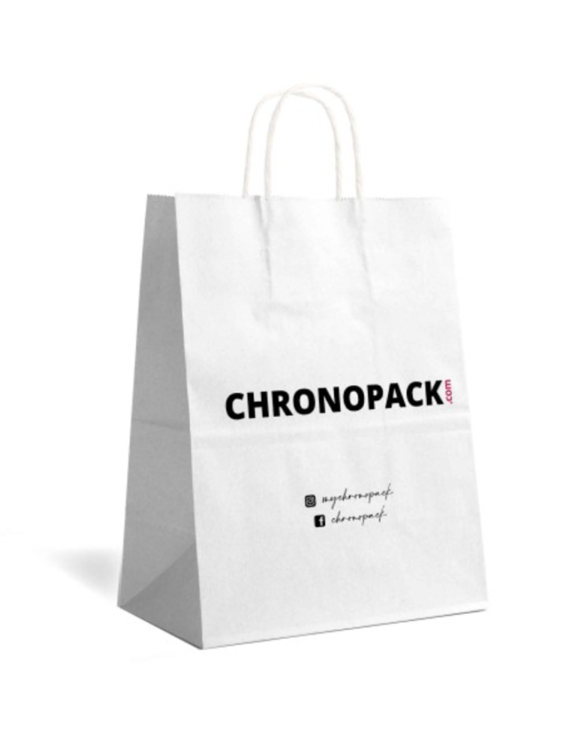 large paper bag cheap white logo printed delivered quickly in small quantities in stock