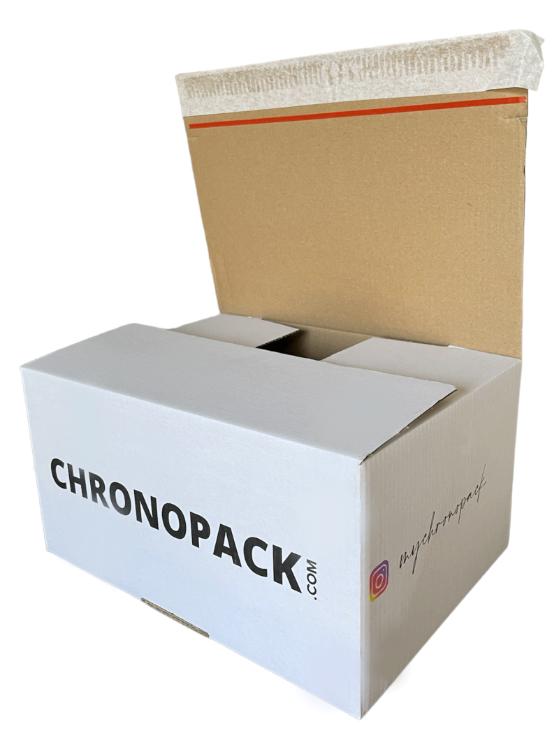 Shipping box with adhesive closure - White M