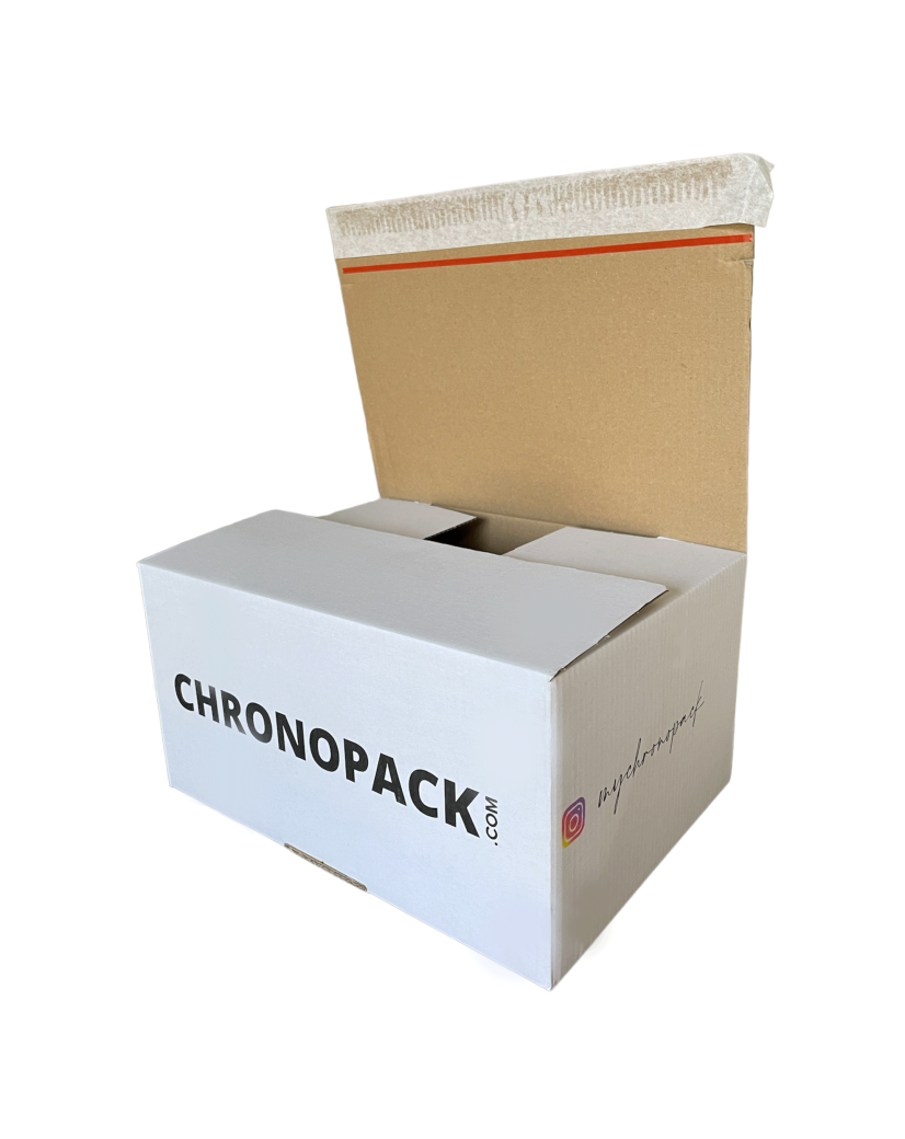 Shipping box with adhesive closure - White M