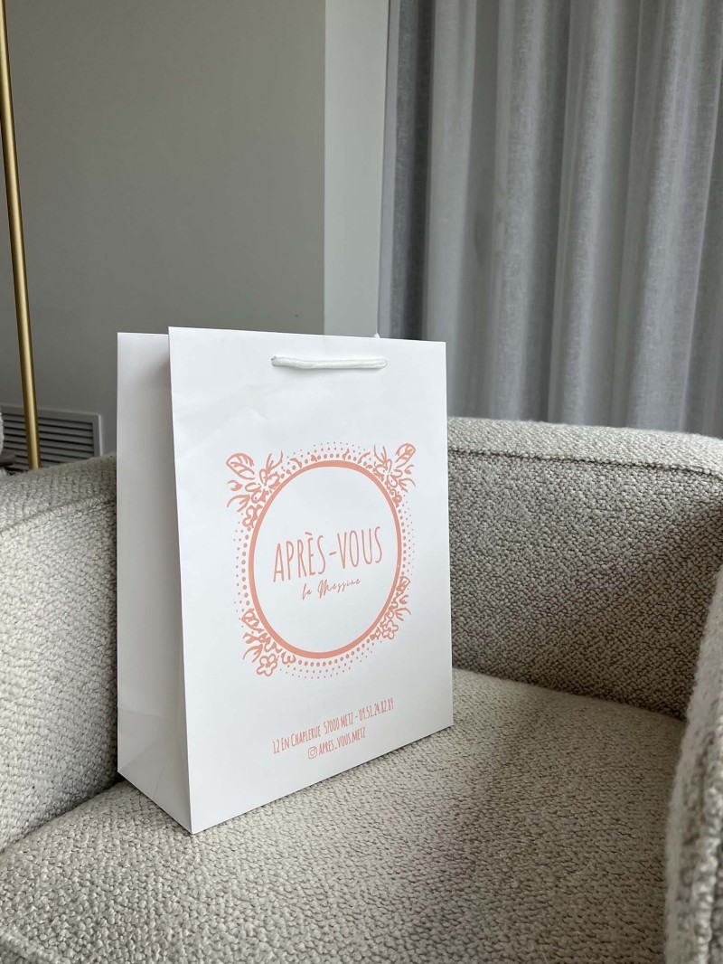 Luxury paper bags - White S - Drawstring handles