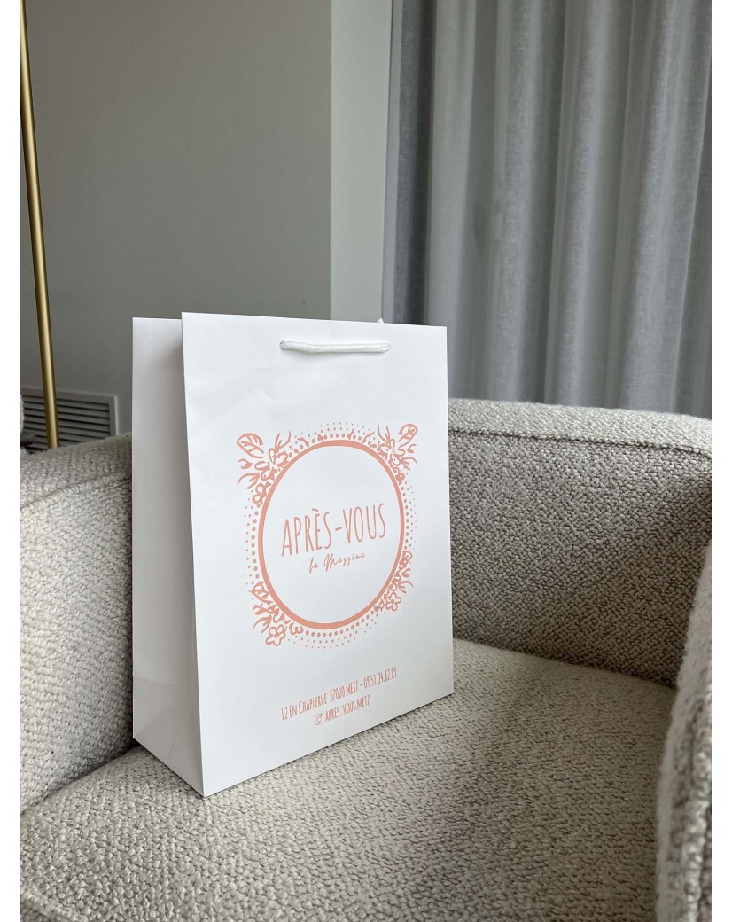 Luxury paper bags - White S - Drawstring handles