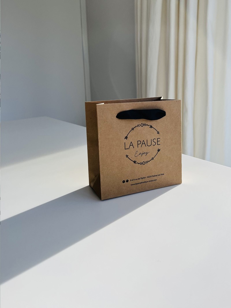 Papiertüte Luxe - Kraft XS - Griffe mit Band