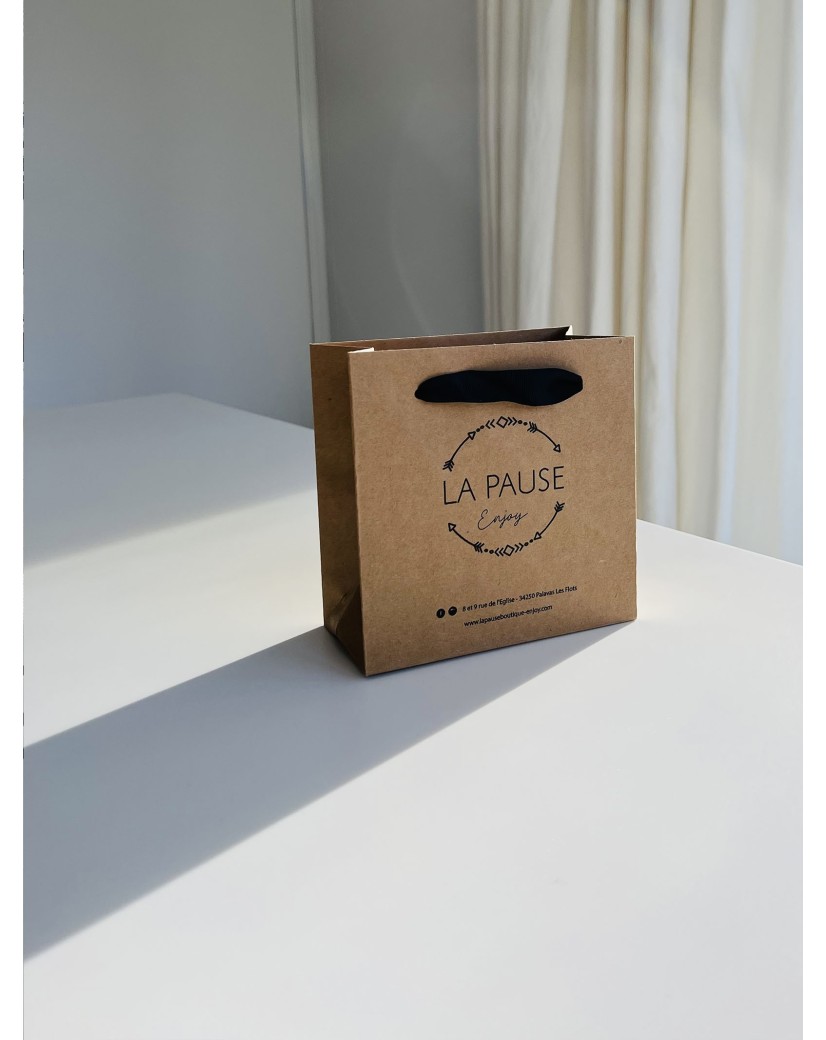 Papiertüte Luxe - Kraft XS - Griffe mit Band