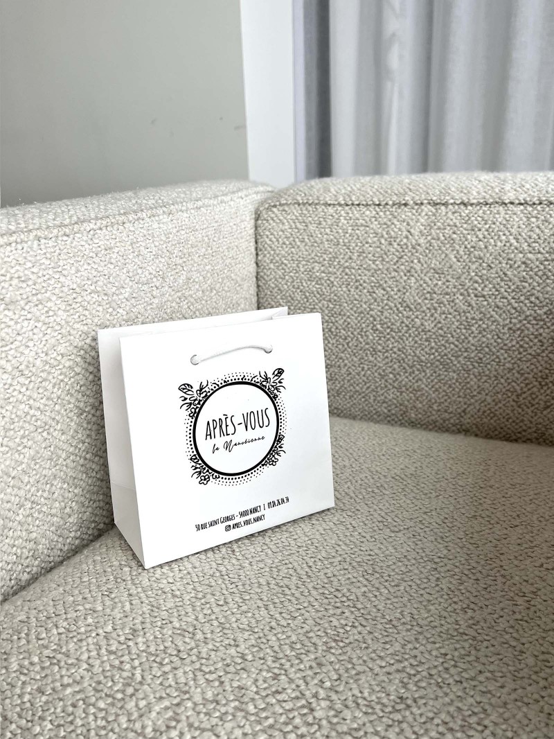 Luxury paper bags - White XS - Drawstring handles