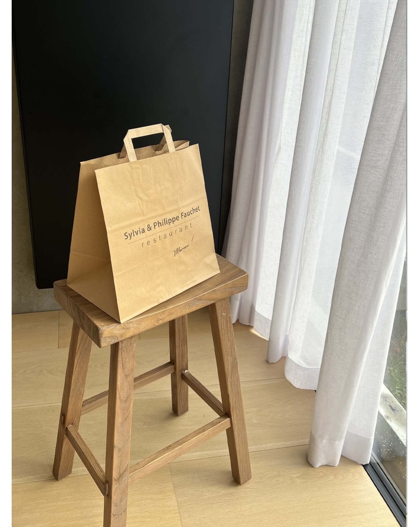 DRAAGTAS MET PLAT HANDVAT - KRAFT TAKEAWAY (32X21X33CM)