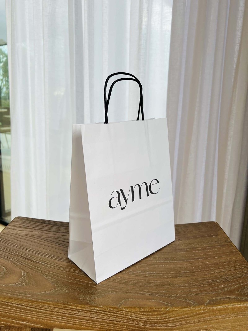 Black Twisted Handle Bags – White – S (18x8x22.5 cm)