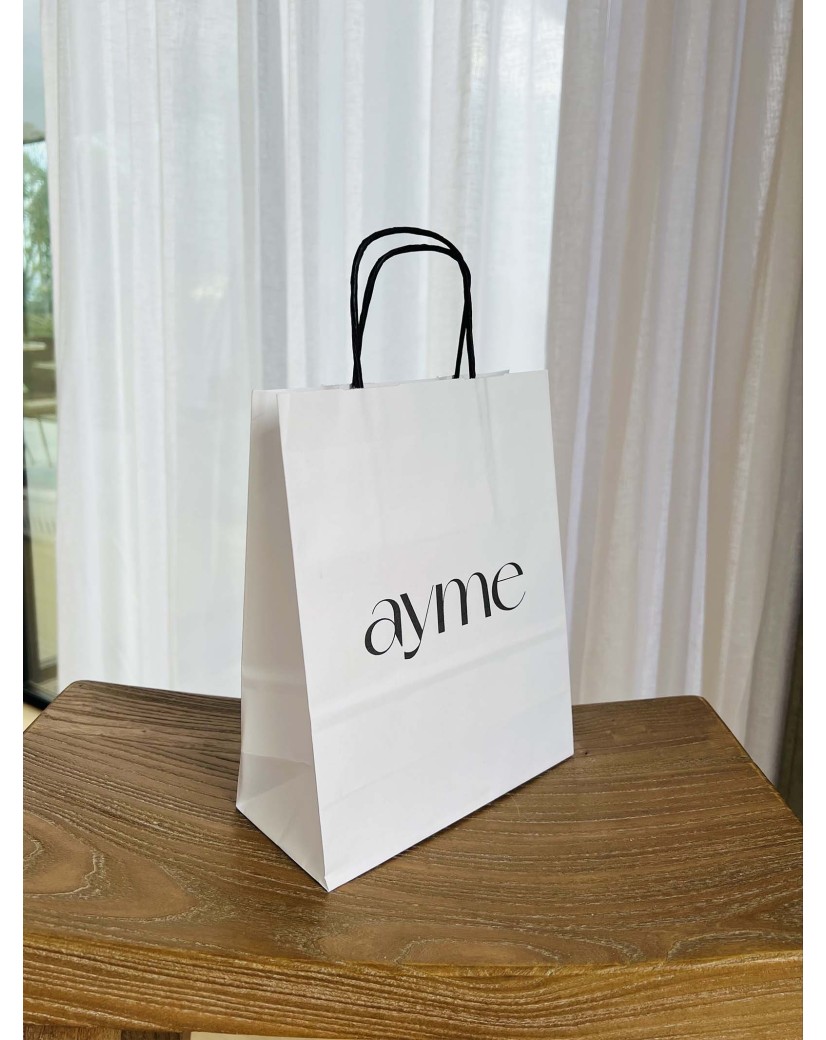 Bolsas con asas torsionadas negras – Blanco – S (18x8x22,5 cm)