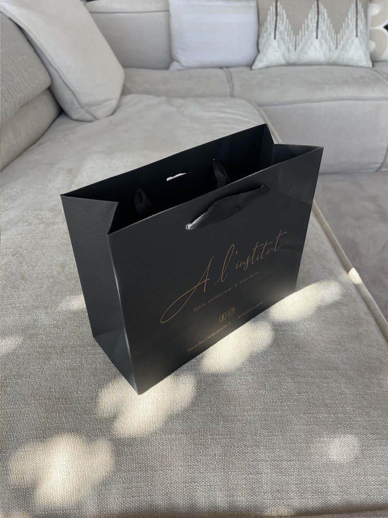 Luxe zwarte papieren tas - Handvat Zwart Lint - S (25x10x20 cm)