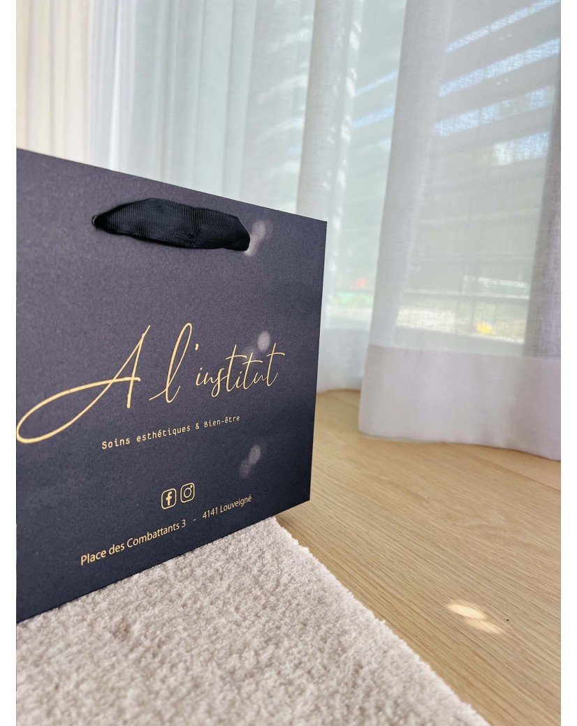 Luxe zwarte papieren tas - Handvat Zwart Lint - S (25x10x20 cm)