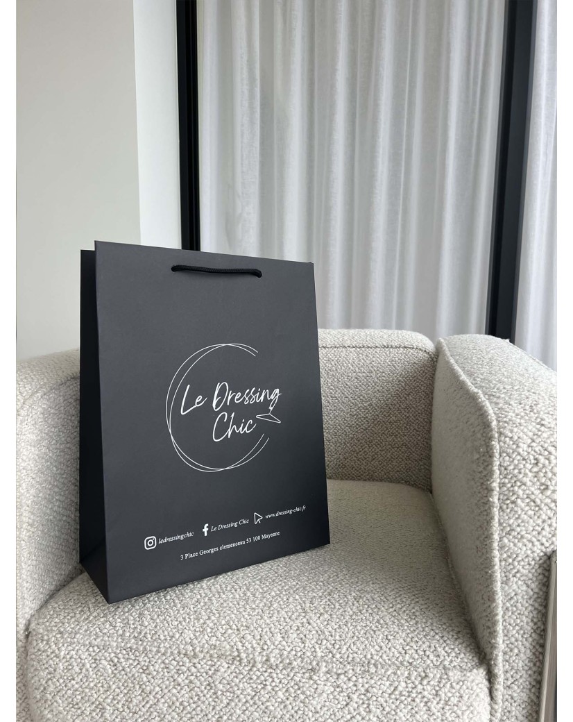 Luxury paper bags - Black M - Drawstring handles