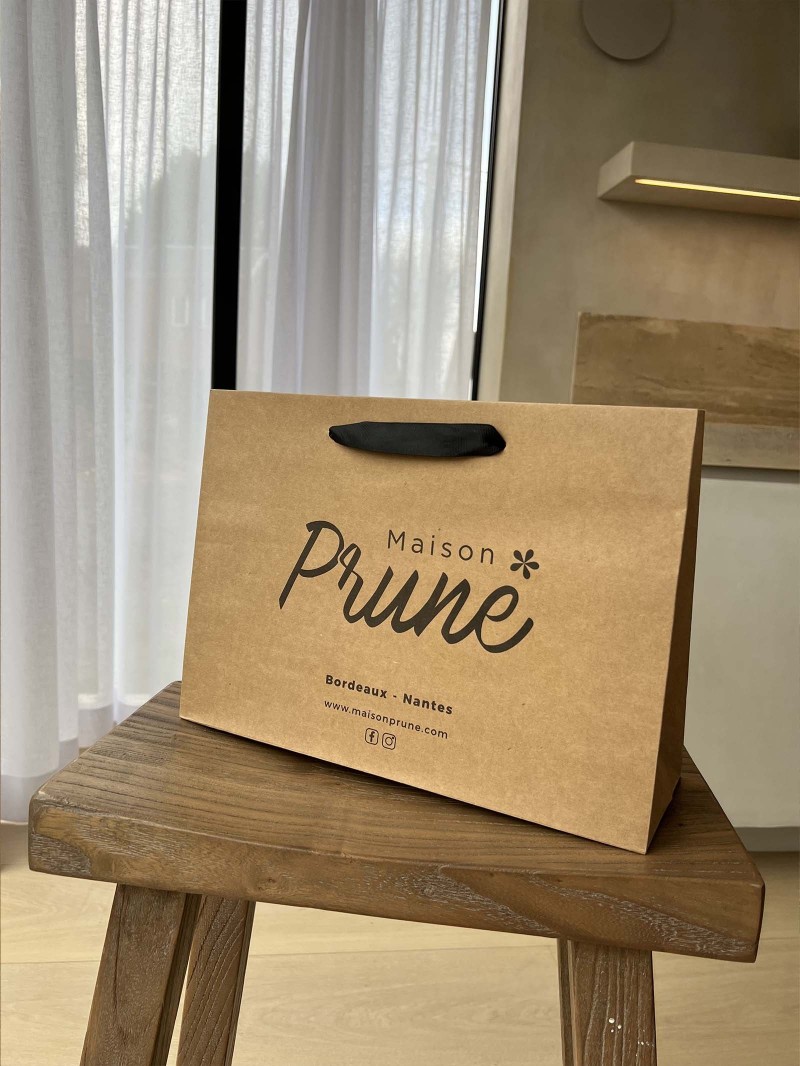 Luxe Papieren Tas - Handvat Zwart Lint - Kraft M
