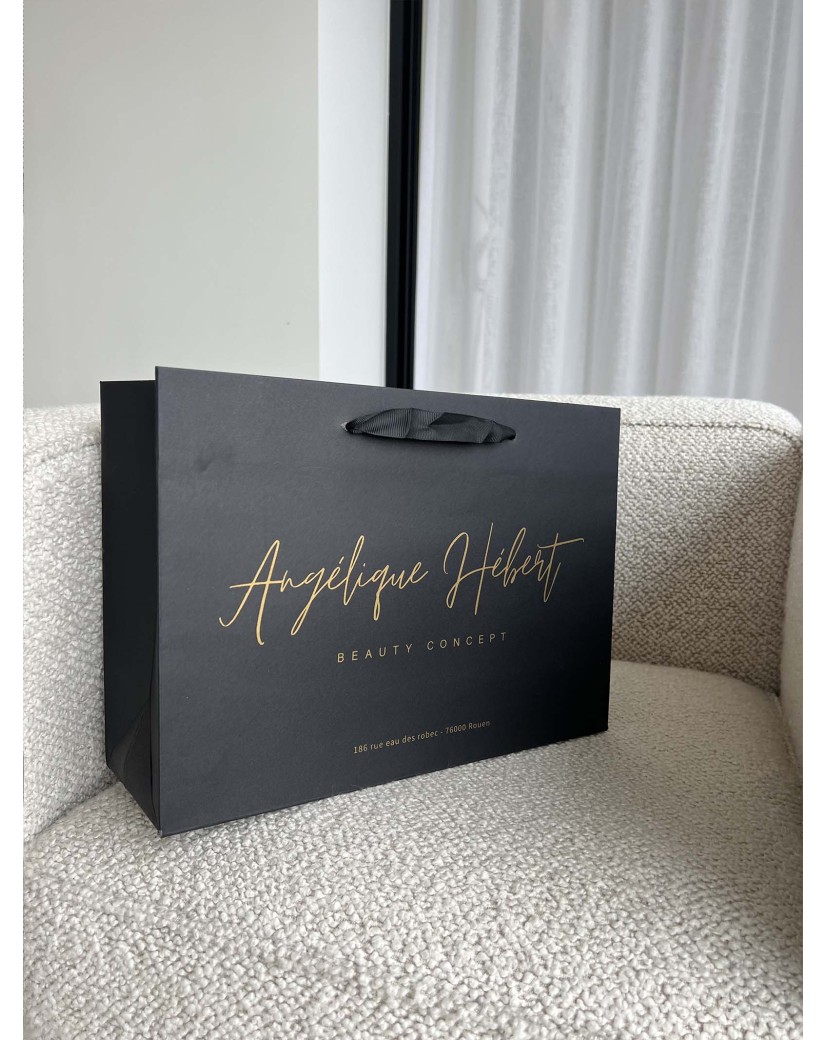 Luxe zwarte papieren tas - Handvat Zwart Lint - M (35x12x25 cm)