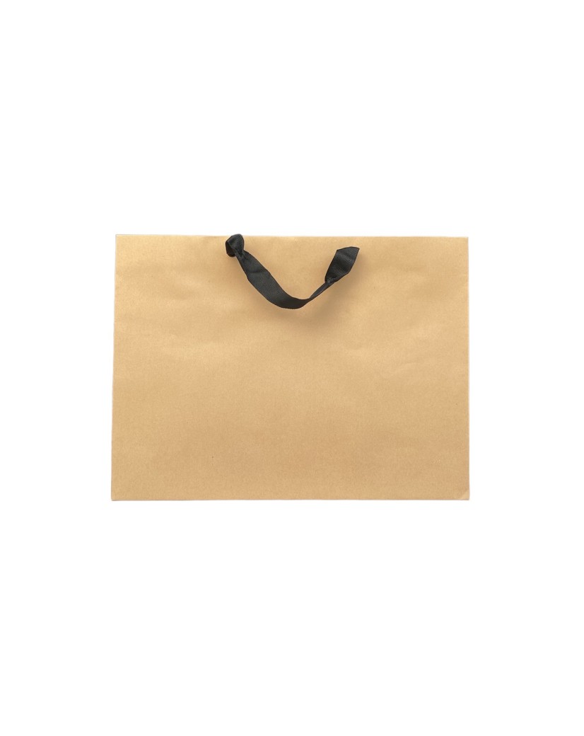 Kraft paper bag with black ribbon handles