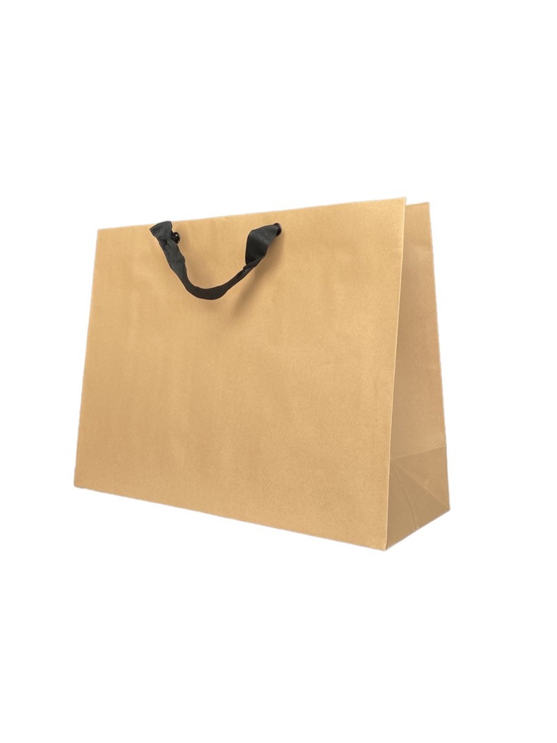 Kraft paper bag with black ribbon handles