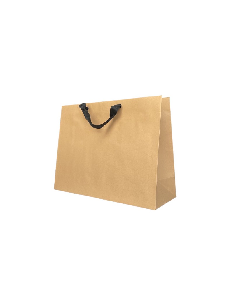Kraft paper bag with black ribbon handles