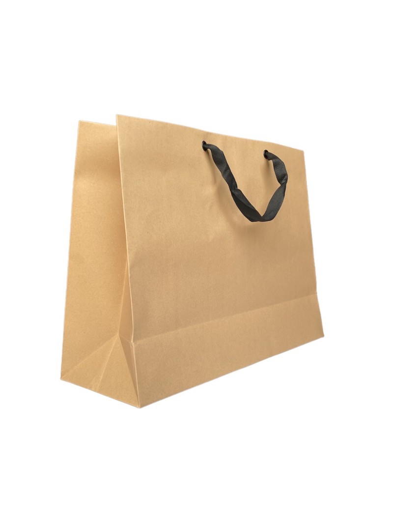 Kraft paper bag with black ribbon handles
