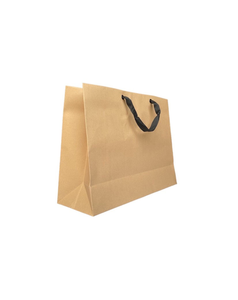 Kraft paper bag with black ribbon handles