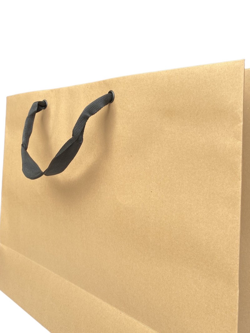 Kraft paper bag with black ribbon handles