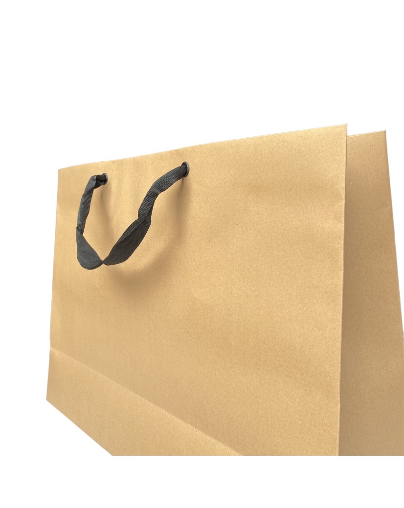 Kraft paper bag with black ribbon handles