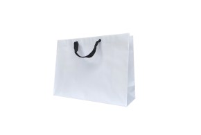 Bolsa de papel blanca Asa de cinta negra