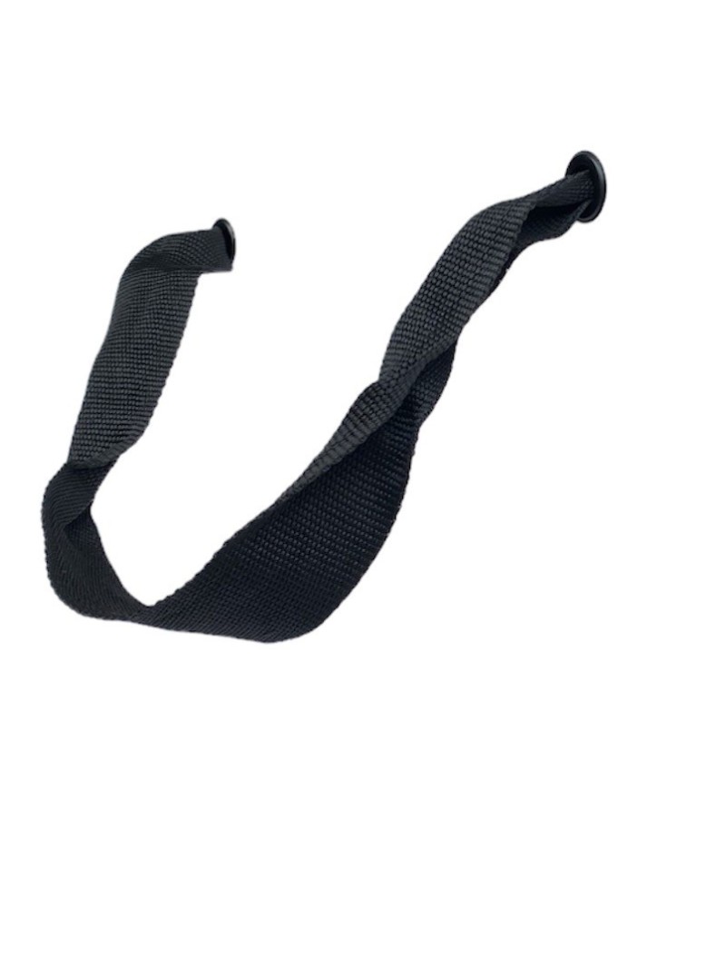 White paper bag with black ribbon handles