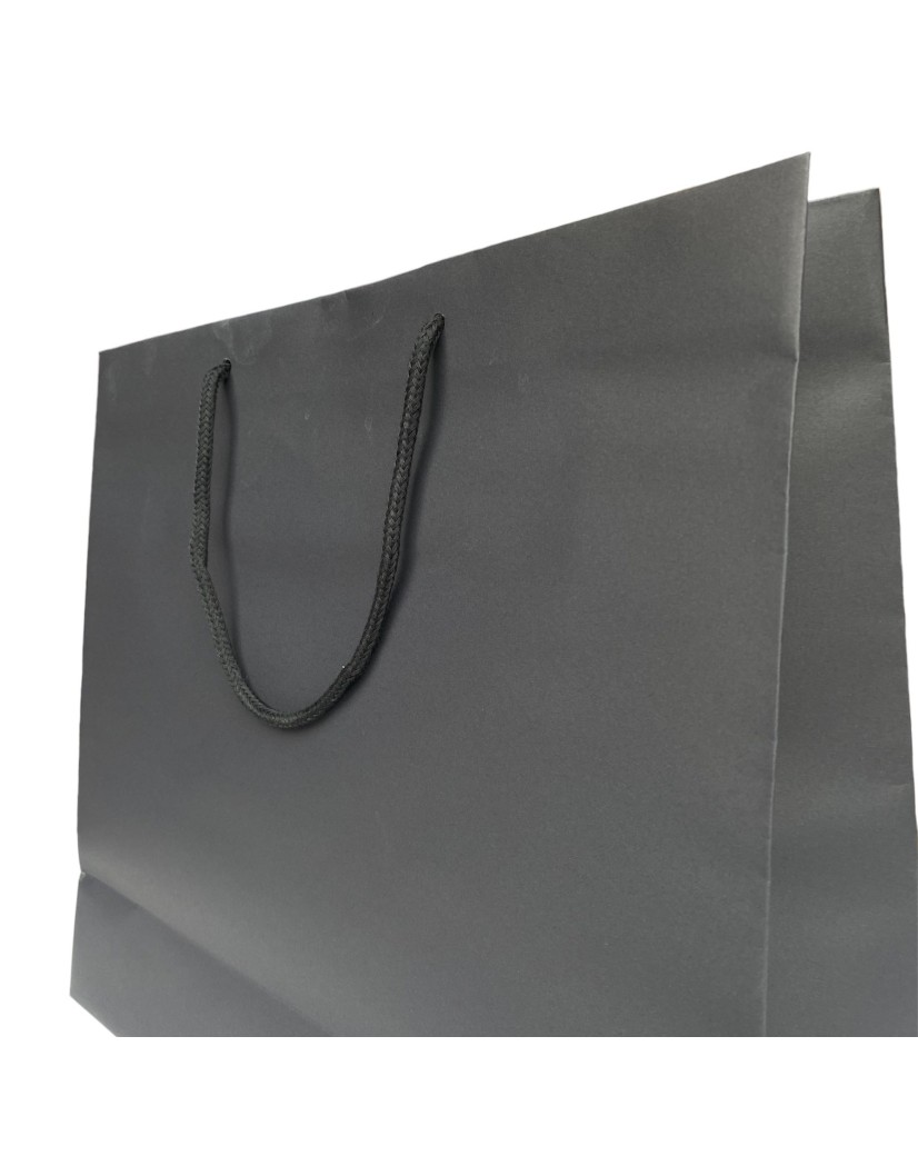 Black paper bag with black cord handles
