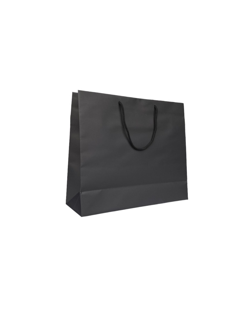 Black paper bag with black cord handles
