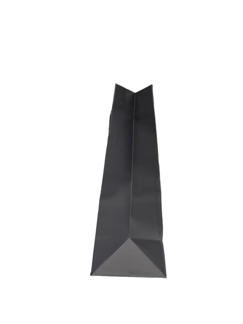 Black paper bag with black cord handles